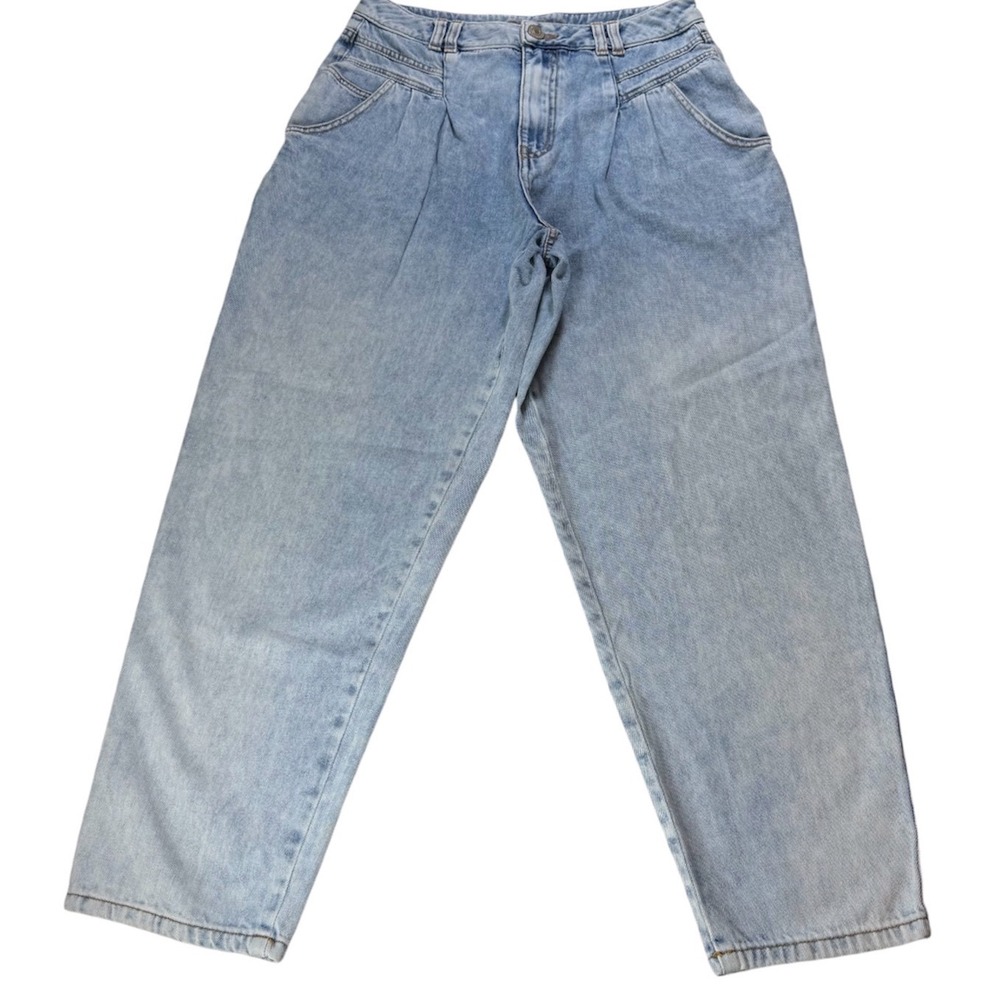 Vintage 90's High Waisted Baggy Pleated Mom Jeans Light Wash Blue Size 8 US